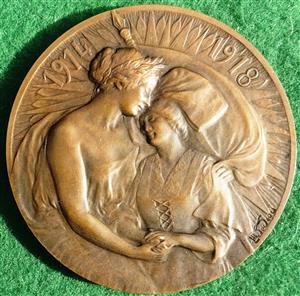 France, The French Rhine (Le Rhin Franais) 1918, bronze medal by Raymond Lamourdedieu