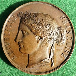 France, The French Republic Reestablished 1848, bronze medal by Emile Rogat