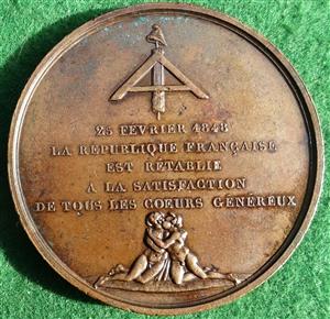 France, The French Republic Reestablished 1848, bronze medal by Emile Rogat