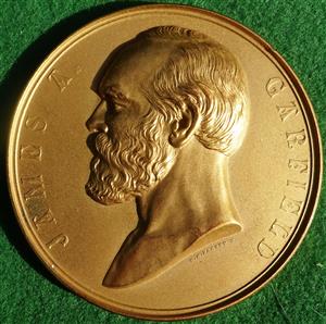 USA, James A. Garfield, President, assassinated 1881, bronze-gilt medal by Charles Barber (obv) and George Morgan (rev)