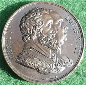 France, Statue of Henri IV re-reected on the Pont Neuf 1817, bronze medal by Gayrard