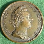 France, Louis XV, Place St Sulpice built in Paris 1754, bronze medal by R Filius & C N Roettiers