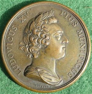 France, Louis XV, Place St Sulpice built in Paris 1754, bronze medal by R Filius & C N Roettiers