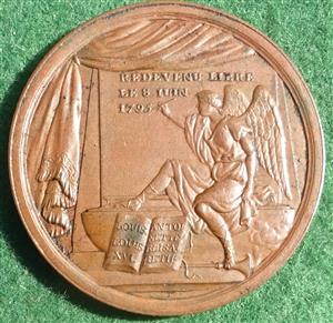 France, Death of Louis XVII 1795, bronze medalet by Loos