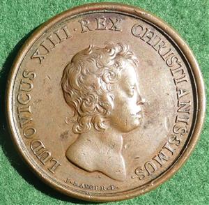 France, Louis XIV Regency of Anne of Austria 1643, bronze medal by J Mauger