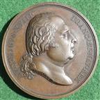 France, Louis XVIII, Second Entry to Paris 1815, bronze medal by Andrieu &  Gayrard