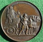 France, Louis XVIII, Second Entry to Paris 1815, bronze medal by Andrieu &  Gayrard