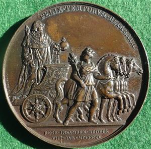 France, Louis XVIII, Second Entry to Paris 1815, bronze medal by Andrieu &  Gayrard