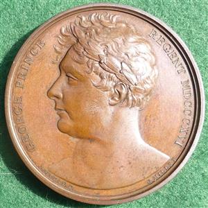 George Prince Regent, England Gives Peace to the World 1814, bronze medal