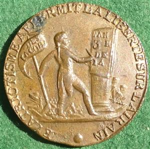 France, Jacobin medal circa 1791, bronze, by Palloy