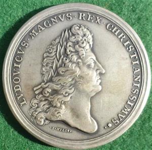 France, Louis XIV, Order of St Lazarus of Jerusalem restored 1672, silver medal by J Nilis, 1930s restrike