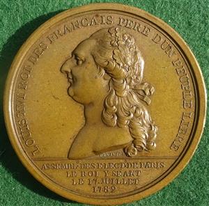 France, Assemblée des Electeurs de Paris 1789, bronze medal by B Duvivier