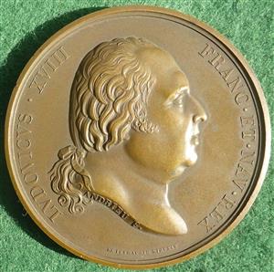 France, Louis XVIII, Concordat 1817 between the Kingdom of France and the Vatican, bronze medal by Andrieu and De Puymaurin