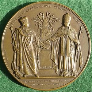 France, Louis XVIII, Concordat 1817 between the Kingdom of France and the Vatican, bronze medal by Andrieu and De Puymaurin