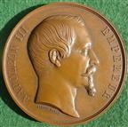 France, Napoleon III, Paris Worlds Fair (Exposition Universelle) 1855, bronze medal by A Barre