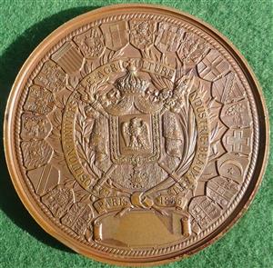 France, Napoleon III, Paris World’s Fair (Exposition Universelle) 1855, bronze medal by A Barre