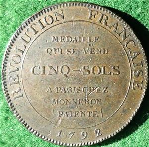 France, Monneron brothers, bronze 2 Sols 1792