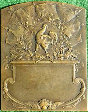 France, A La Gloire des Armes (To the Glory of the Armies), bronze rectangular medal (1916) by J-P Legastellois