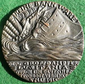 British Lusitania Medal 1915, iron, after Karl Goetz