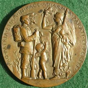 France, France, Military practice (1889), bronze medal by Oscar Roty