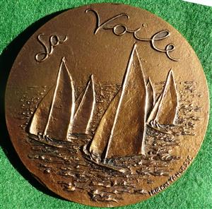 France, La Voile (Sailing), large bronze medal circa 1950 by Hubert Yencesse