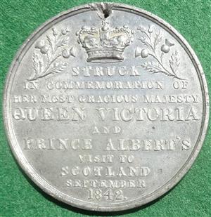 Victoria & Alberts Visit to Scotland 1842, white metal medal