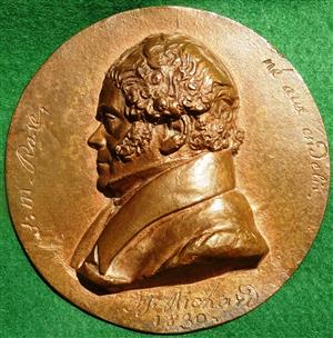 France, J M Rose, large bronze portrait plaque in high relief by J J Richard, 119mm