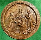 France, Foundation of the Order of the Holy Spirit by Claude de Hery, huge cast uniface bronze medal by the Monnaie de Paris