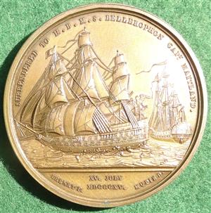 France, Napoleon, Surrender to Captain Maitland of HMS Bellerophon 1815, bronze medal by Brenet, restike