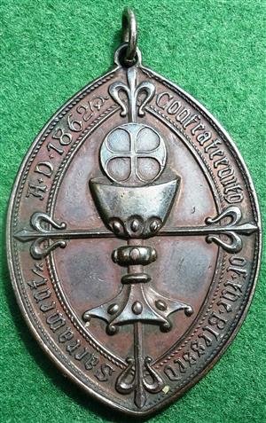 Confraternity of the Blessed Sacrament 1862, bronze oval medal