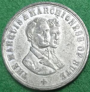 Marquis & Marchioness of Bute, Marriage 1872, white metal medal,