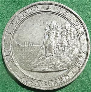 Fishguard, Invasion Centenary 1897, white metal medal