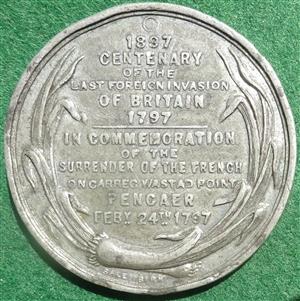 Fishguard, Invasion Centenary 1897, white metal medal