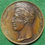 France, Charles X, Voyage of the corvette Astrolabe to the South Seas 1826, bronze medal by AJ Depaulis