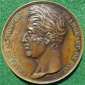 France, Charles X, Voyage of the corvette Astrolabe to the South Seas 1826, bronze medal by AJ Depaulis
