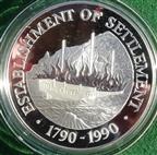 Pitcairn Island, Bicentenary of First Settlement (HMAV Bounty) 1790-1990, medallic fine silver proof 50-Dollars, 65mm, 155.6g (5oz)
