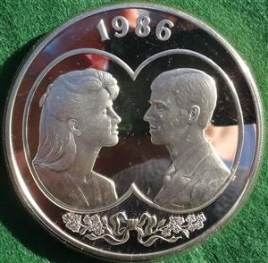 Falkland Islands, Wedding of Prince Andrew and Sarah Ferguson 1986, medallic sterling silver proof 25-Pounds, 150g