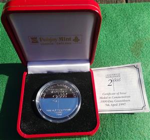 Greenwich Meridian, 1000-Day Countdown to the Millennium 1997-2000, cupro-nickel medal 1997 by Pobjoy
