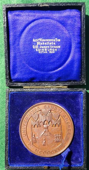St Andrews University / Dundee University College, bronze prize medal (awarded 1923), St Andrew depicted at centre of religious scene, rev. date 1922-23 within thistle and laurel wreath, awarded around to Margaret Ewen Ducat