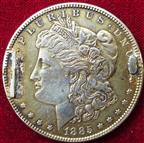 USA, Morgan Dollar 1885, reverse enamelled
